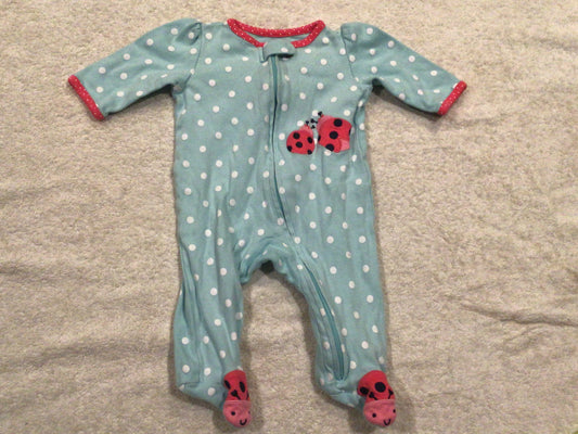 Carter's Sleeper Zip-Up Blue/White Polka Dot - size Month - 3-6 / 6M
