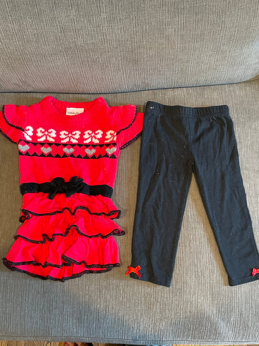 SS Sweater Dress/Black Pants - size Month - 12-18 / 18M