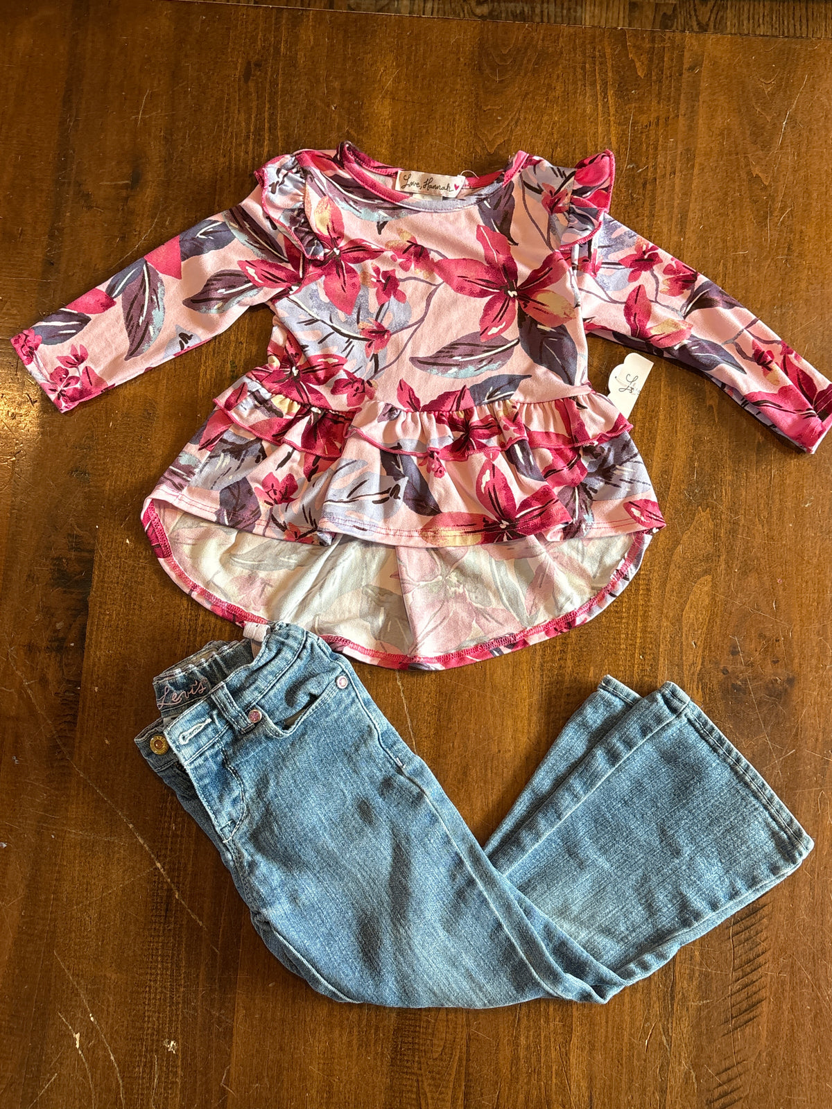 LS Flower Blouse NWT Levi Denim Jeans - size Youth - 4 (XS)