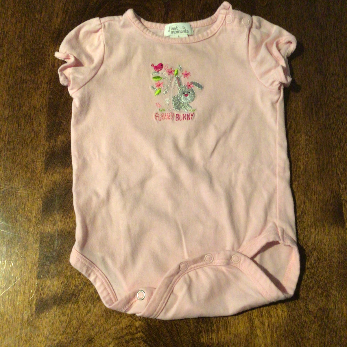 PC - Pink S/S Funny Bunny GUC - size Month - 3-6 / 6M