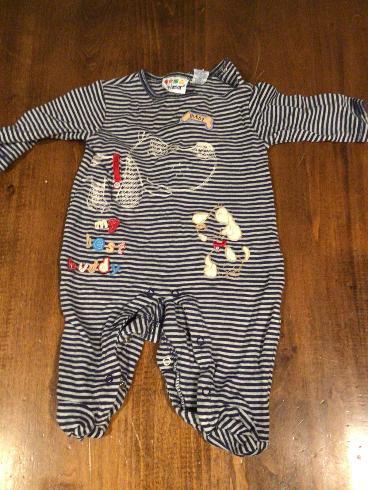 Button-Up Sleeper My Best Buddy Blue/White - size Month - 3-6 / 6M