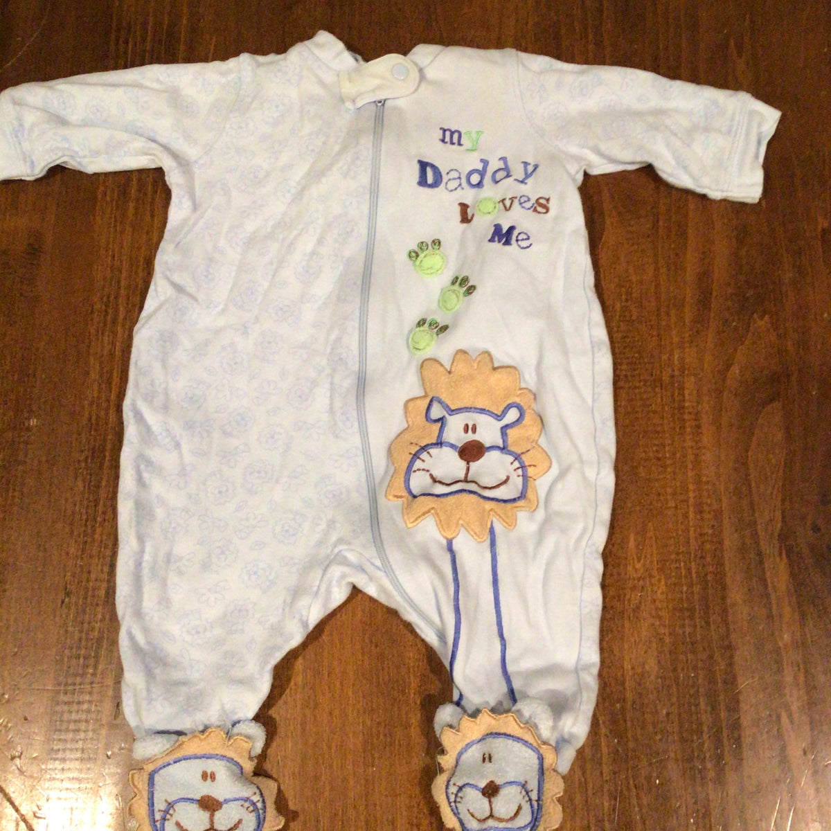 Zip-Up Sleeper Blue My Daddy Loves Me - size Month - 0-3 / 3M