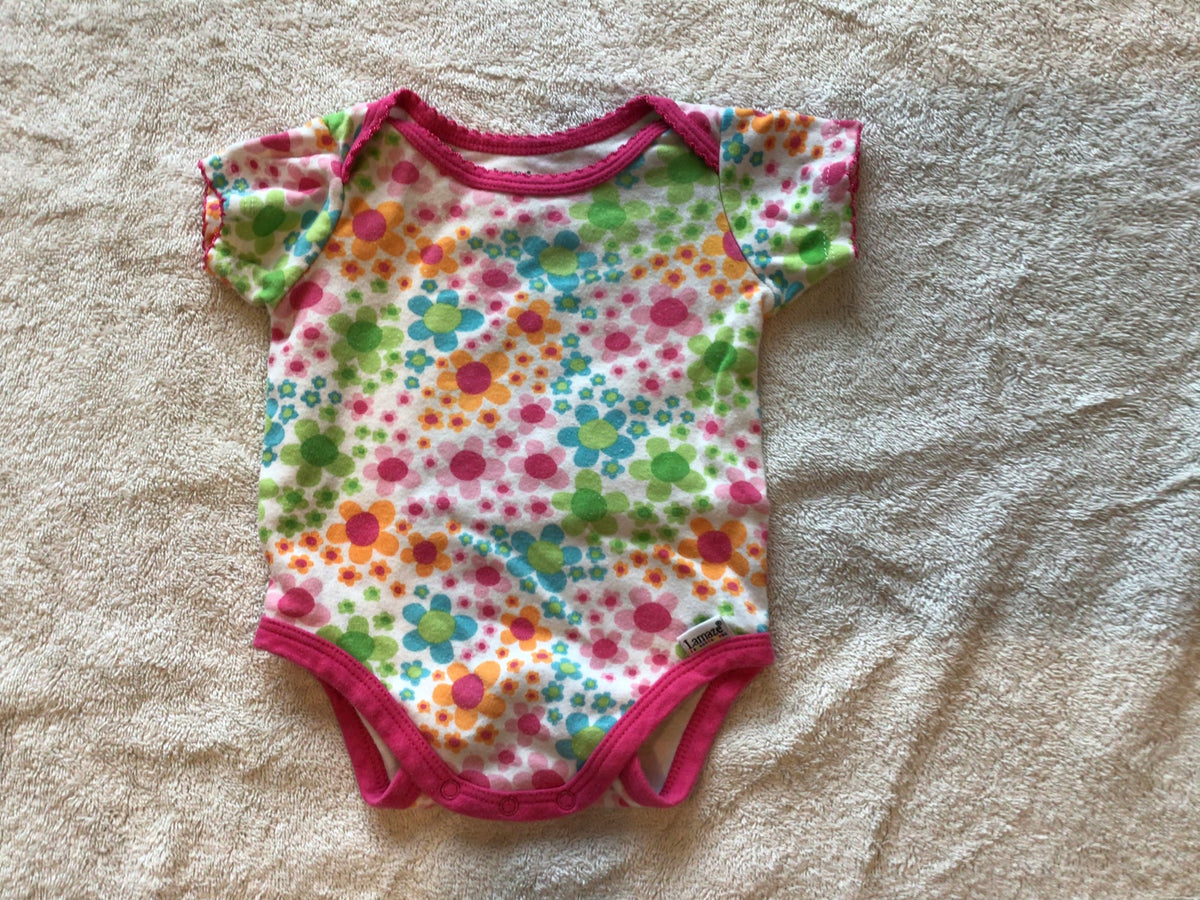 S/S Pink/blue/yellow Lime Green Flowers - size Month - 0-3 / 3M