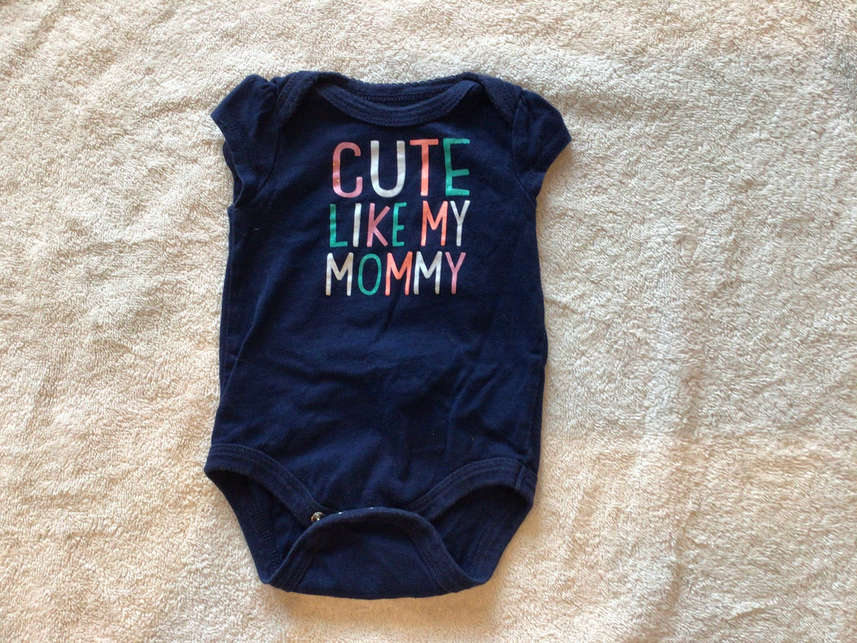 S/S EUC Navy Cute Like My Mommy - size Month - 0-3 / 3M