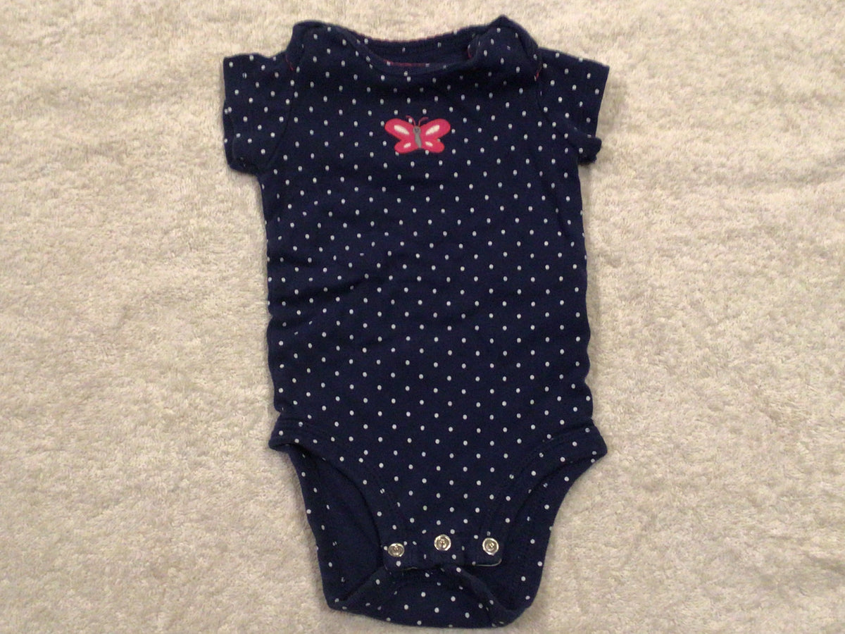 Carter's S/S Blue w/ White Polka Dot EUC - size Month - 0-3 / 3M