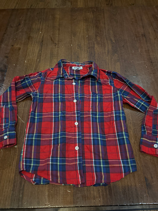 Old Navy LS Plaid Red/Blue - size Youth - 5 (XS)