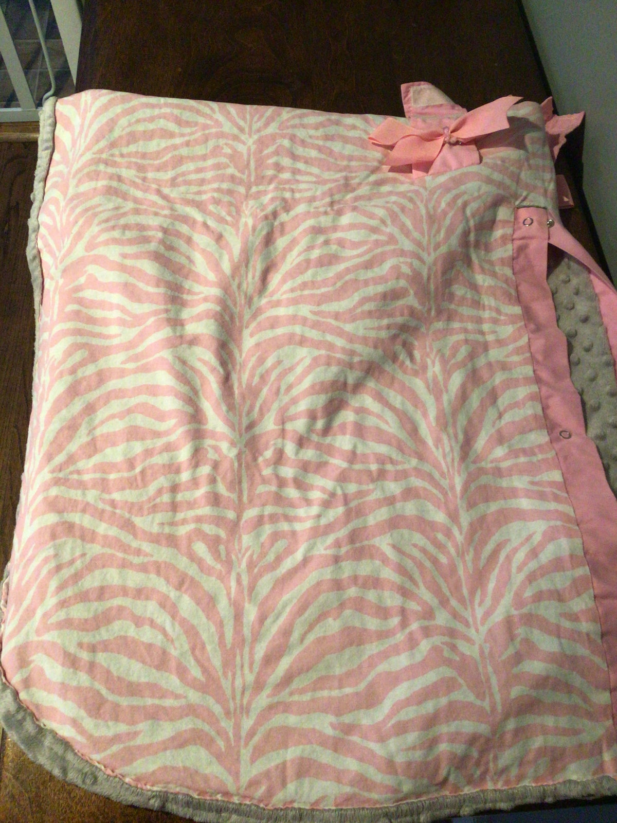 Car Seat Cover Buttons Pink/White Zebra