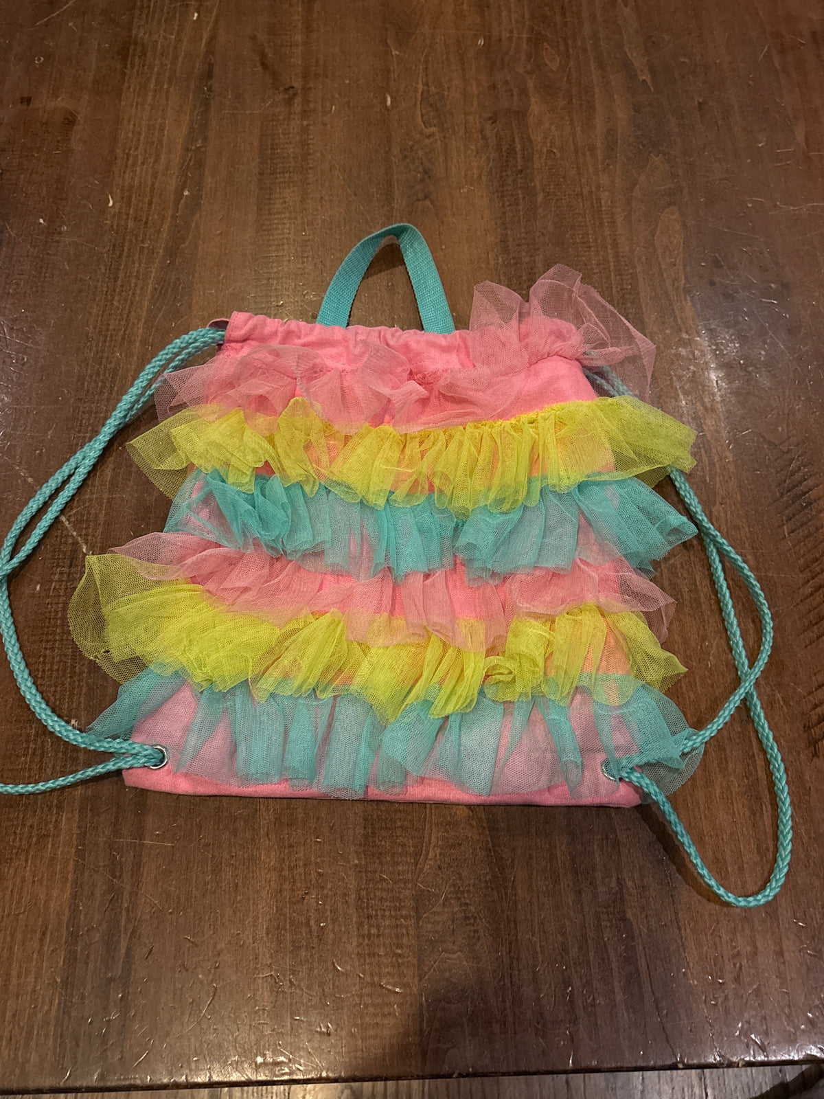 Pink Ruffle Drawstring Tote