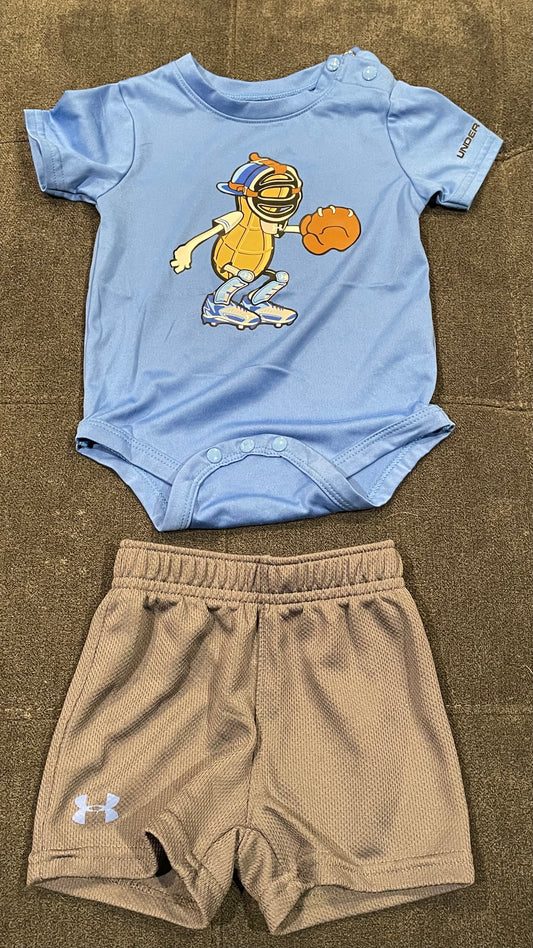 Under Armour Blue SS Gray Shorts - size Month - 6-9 / 9M