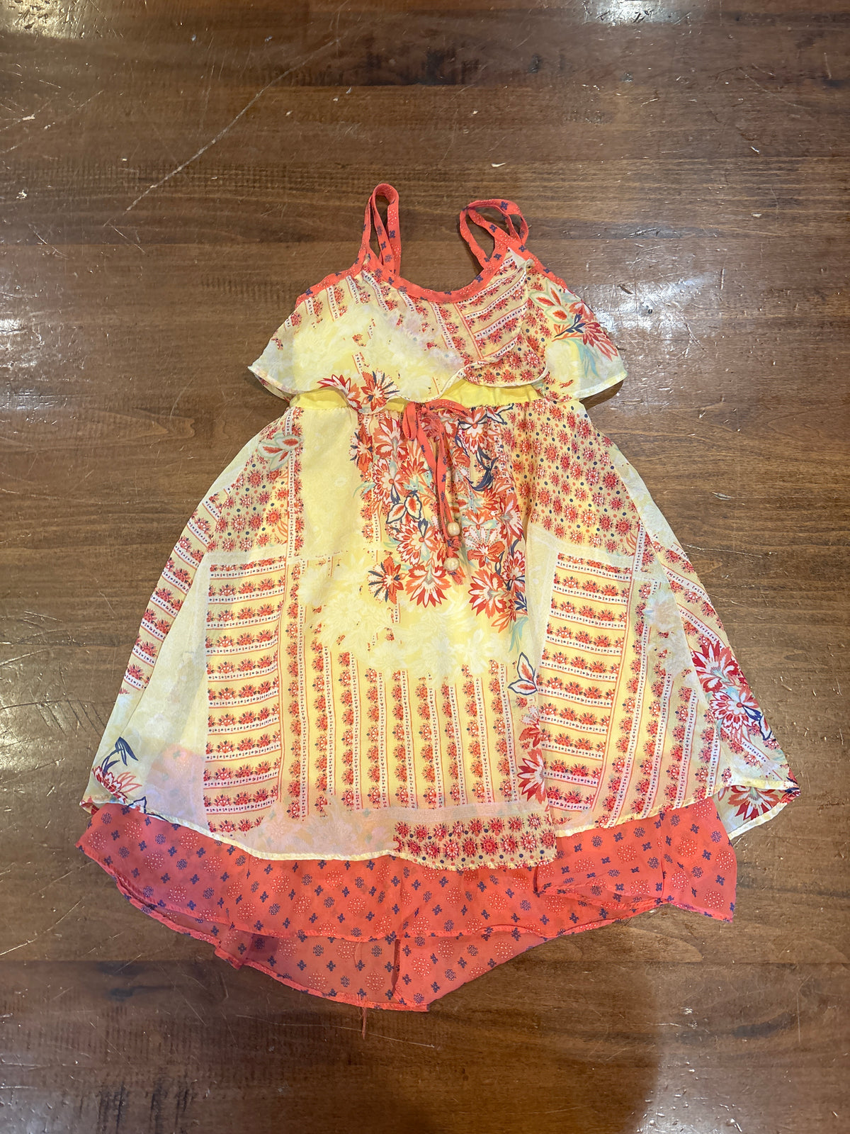 Yellow and Coral Dress EUC - size Toddler - 4T