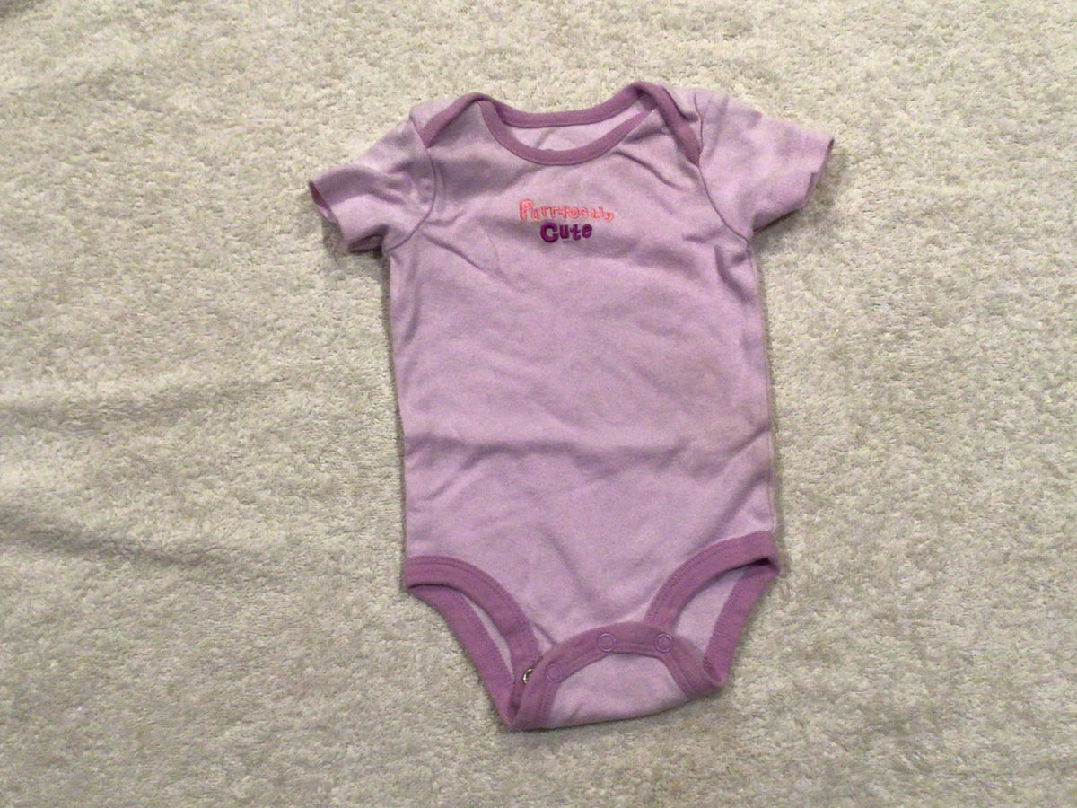 S/S EUC Purple Purrfectly Cute - size Month - 0-3 / 3M