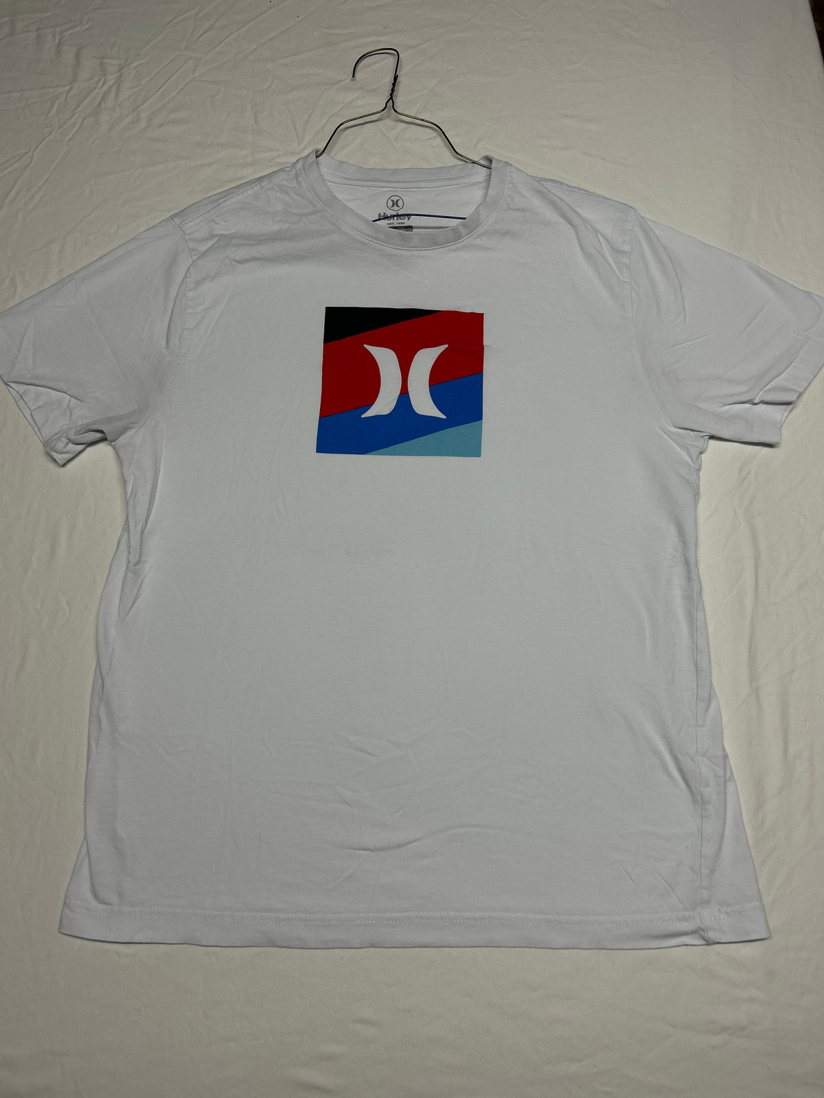 Hurley white ss tshirt - size Teen/Men - L (36-38)