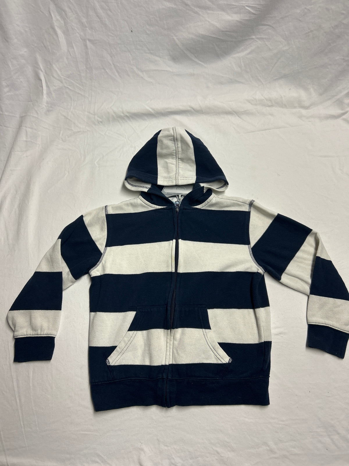 Old Navy zip/hoodie navy/white stripe - size Youth - 6 (S)
