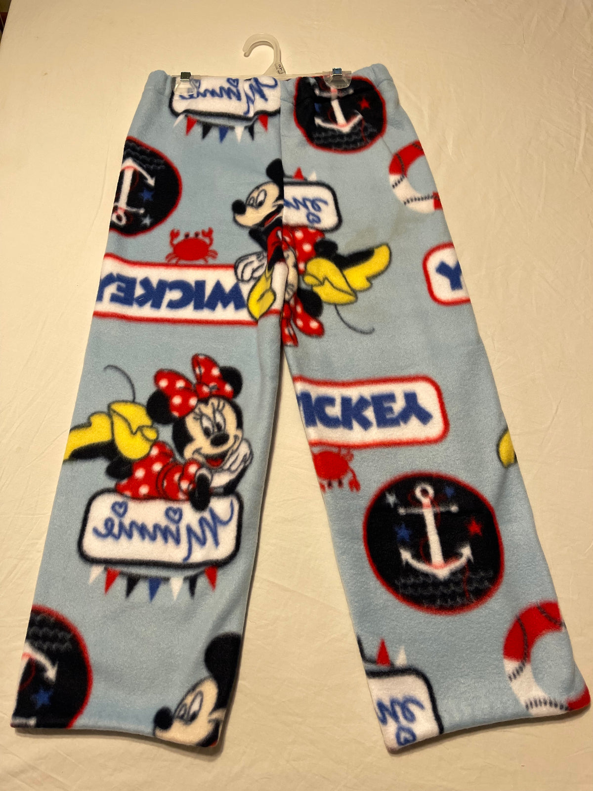 Homemade fleece Mickey & Minnie pj pants - size Youth - 8 (M)