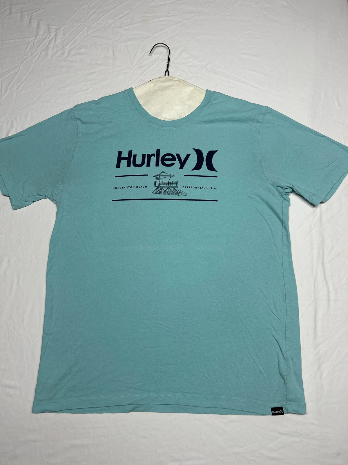 Hurley teal ss tshirt - size Teen/Men - M (32-34)