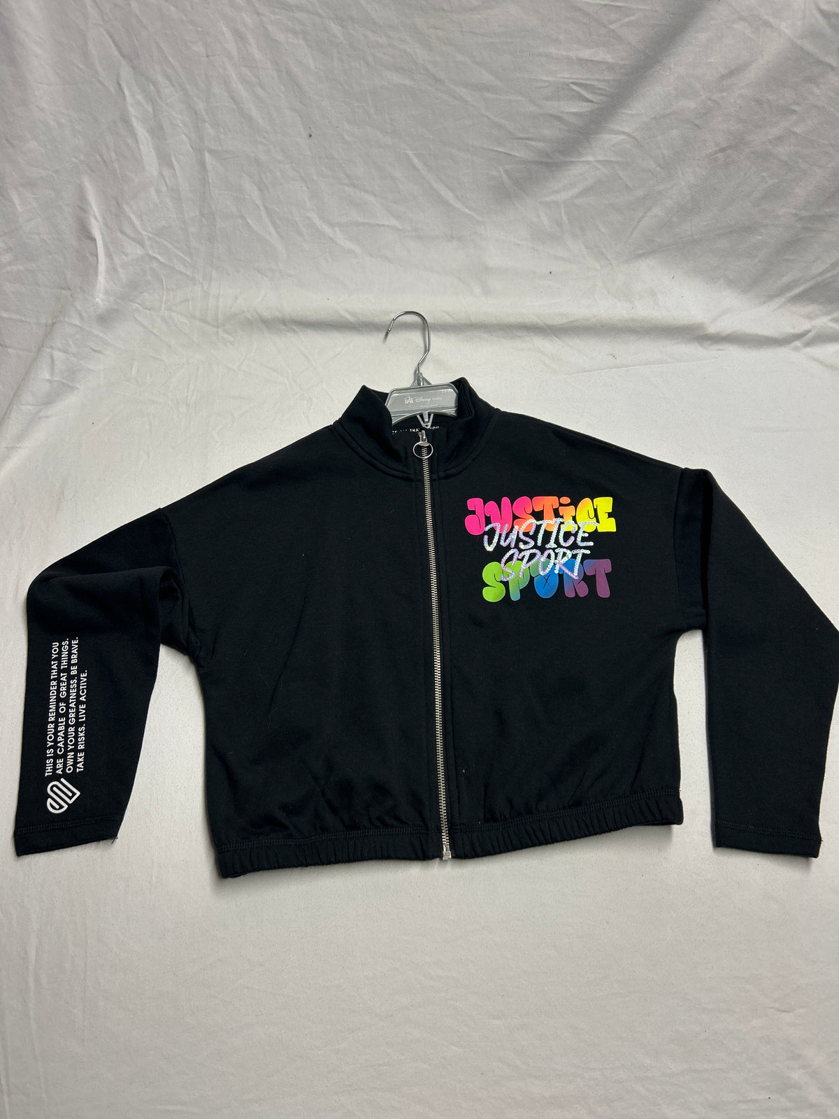 justice black zip sweatshirt - size Youth - 6 (S)