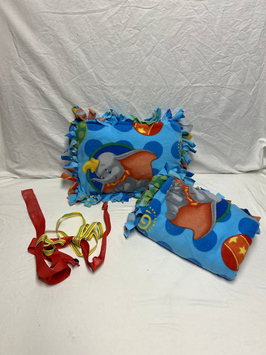 Handmade fleece pillow & blanket dumbo