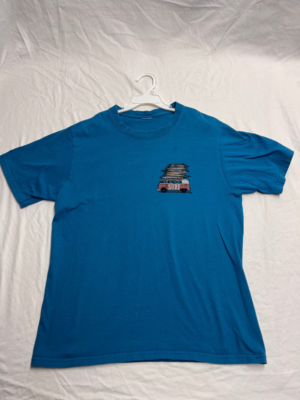 Blue ss tshirt California surf boards - size Youth - 10 (L)