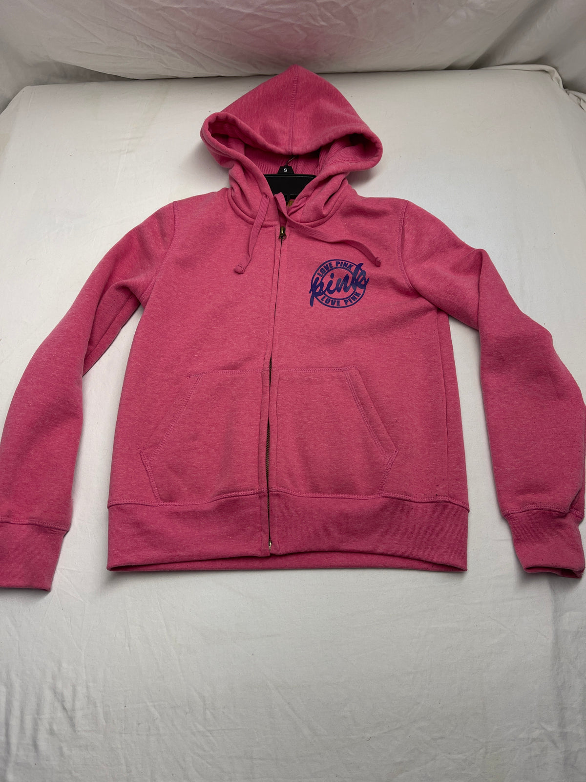 Pink Love Pink hooded zip up sweatshirt - size Junior - M (7/9)