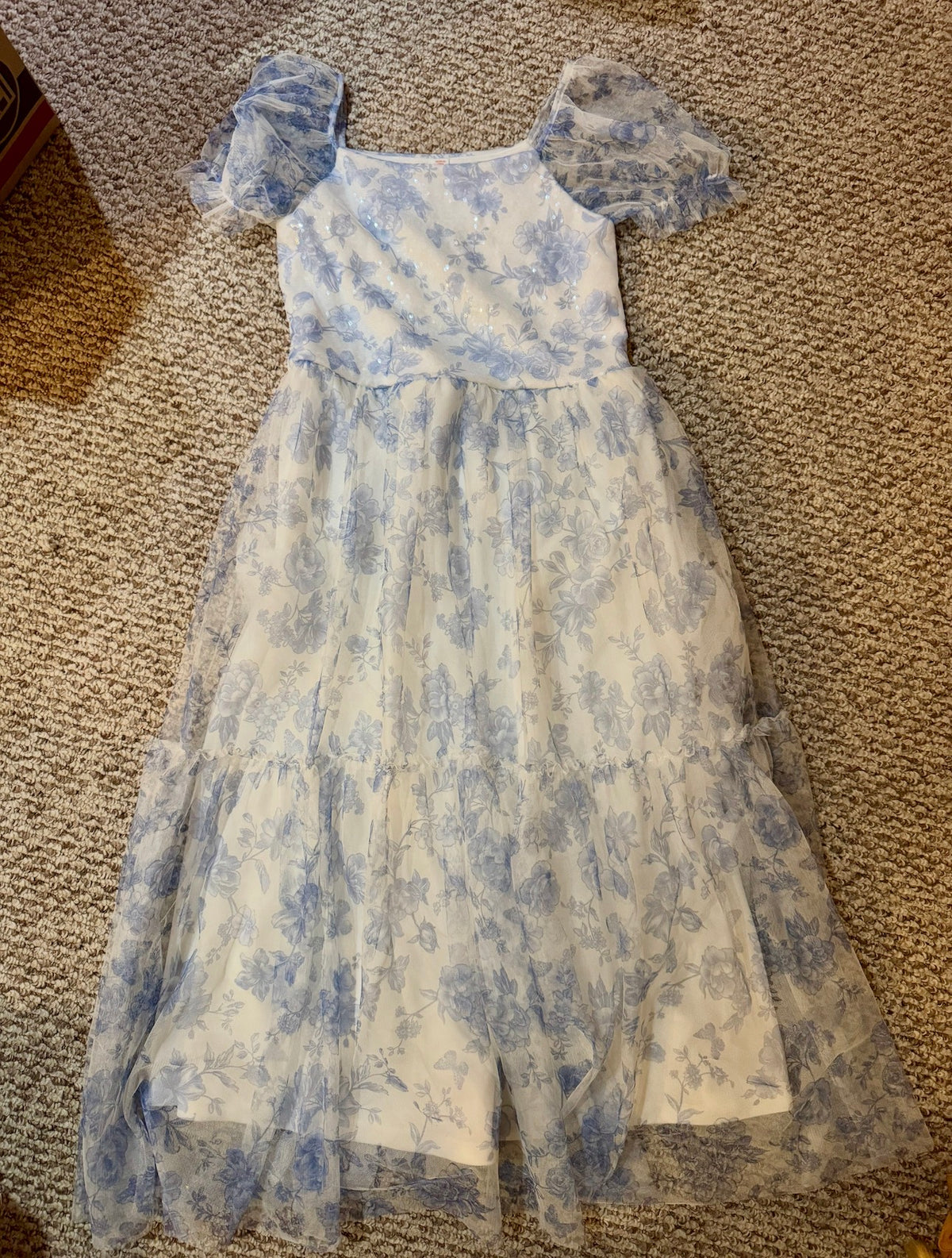 Cat & Jack blue & white Dress. Worn 1 time - size Youth - 14 (XL)