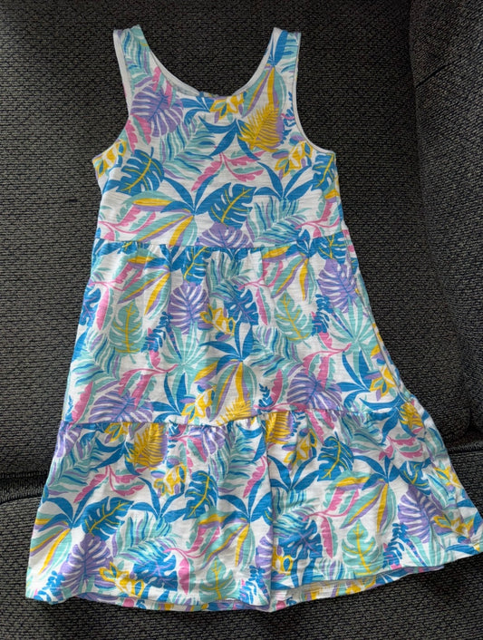 Tropical print dress - size Youth - 7 (S)