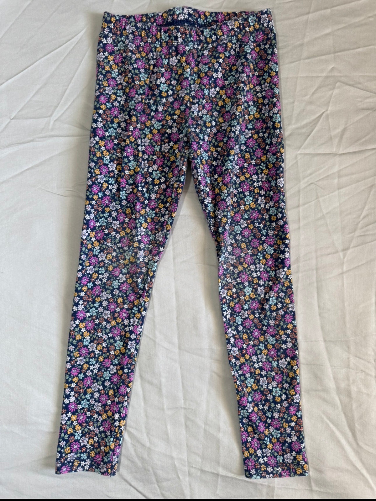 Purple orange flower Leggings - size Youth - 6 (S)