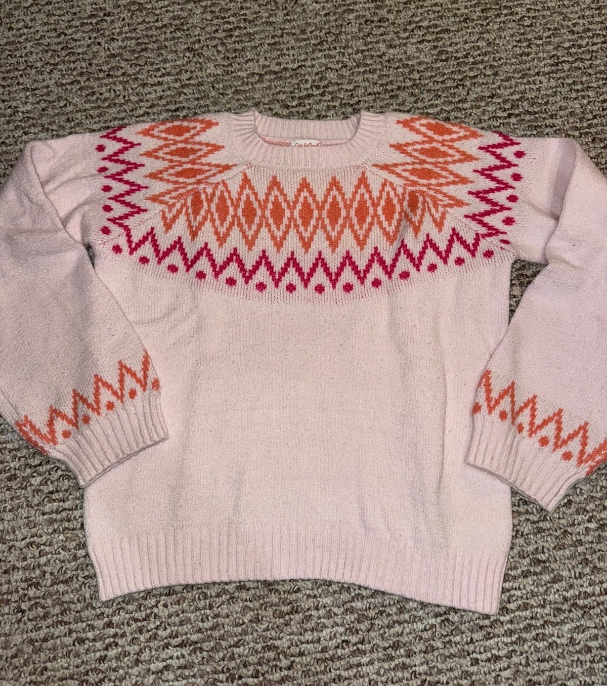 Cat& Jack pink sweater W design - size Youth - 14 (XL)