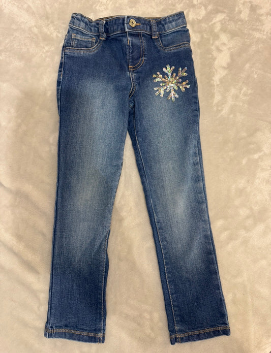 Disney Jumping Beans Sequin snowflake jeans - size Youth - 6 (S)