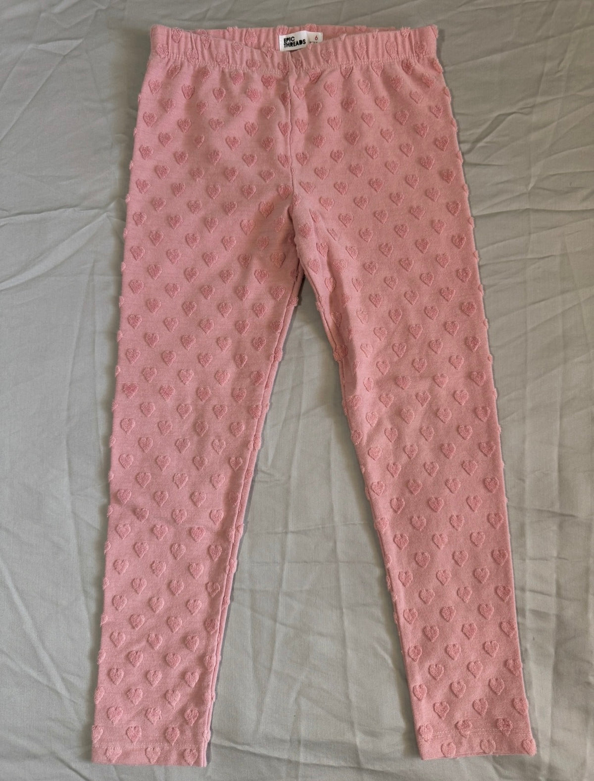 Epic Threads pink w Embossed hearts - size Youth - 6 (S)