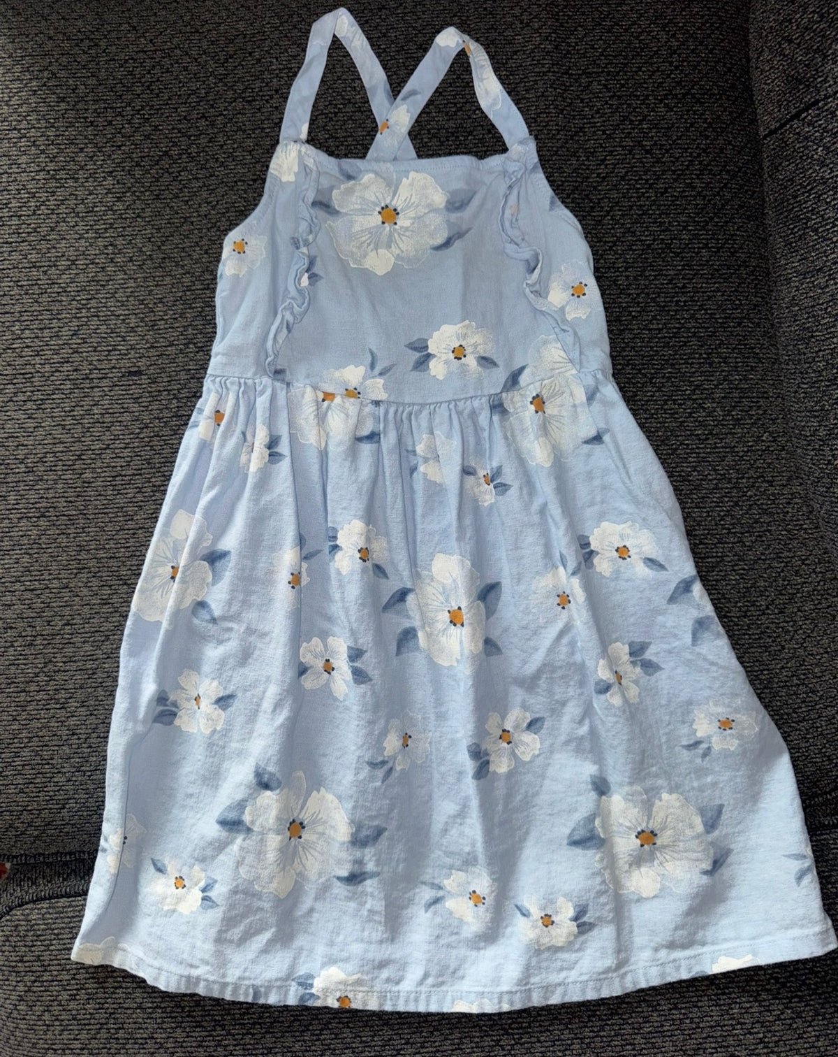 Carters blue dress white Flowers - size Youth - 6 (S)