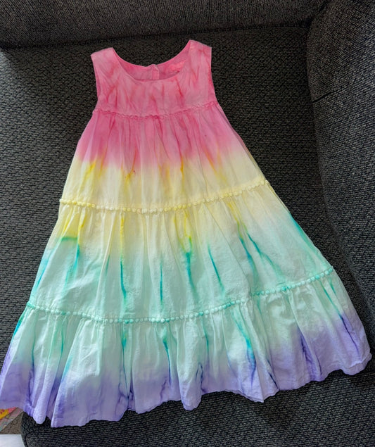 Rainbow tie dye dress - size Youth - 6 (S)