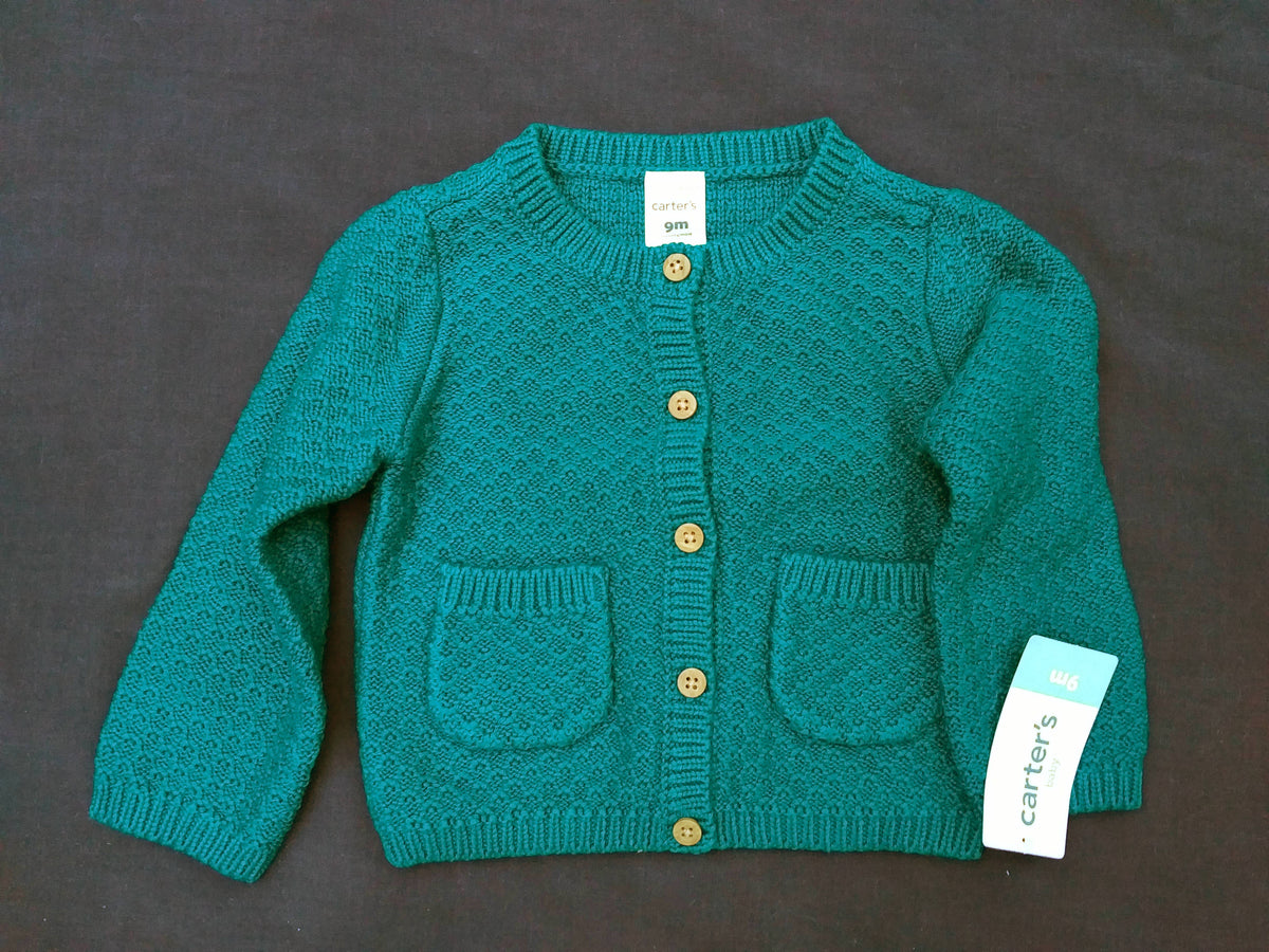 Teal cotton cardigan sweater1 NWT - size Month - 6-9 / 9M