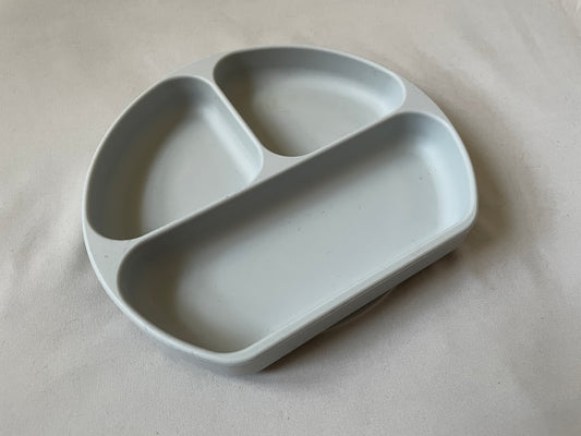 Bumkins silicone grip dish 3 section grey