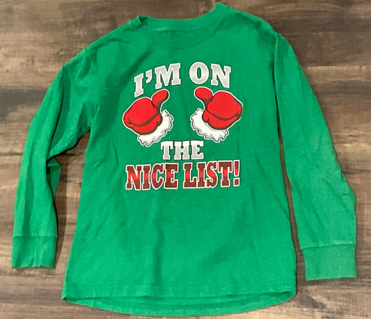 Green LS Nice List Xmas GUC - size Youth - 8 (M)