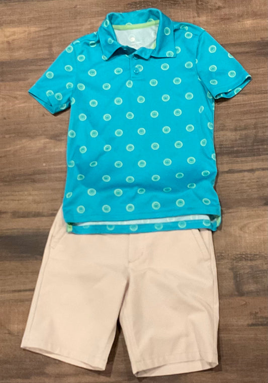 All in Motion polo/short blue happy face - VGUC - size Youth - 6 (S)