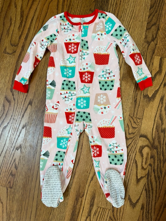 Carter's Holiday Fleece Pink Cupcakes VGUC - size Toddler - 3T