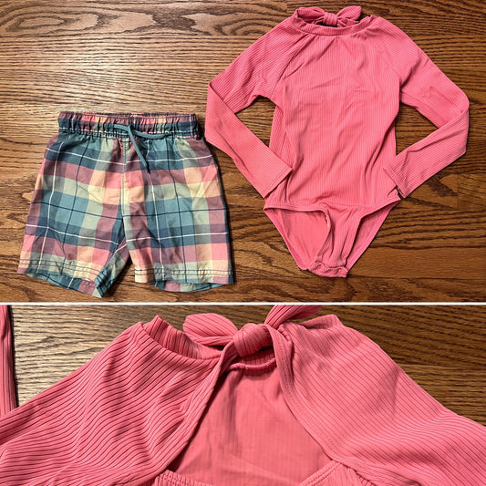 Old Navy Pink Plaid Swim GUC - size Toddler - 3T