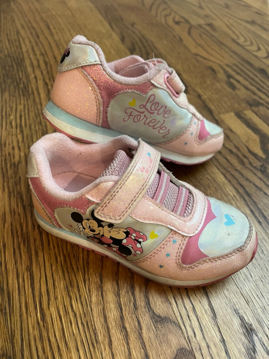 Minne & Mickey Velcro Pink Glitter GUC - size Shoes - Toddler 11