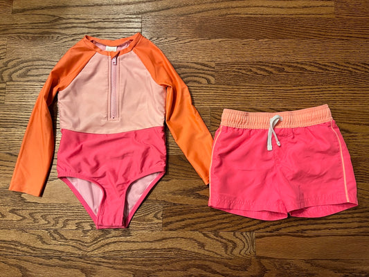 Cat&Jack Pink Swim GUC Girls Snap Bottom - size Toddler - 4T