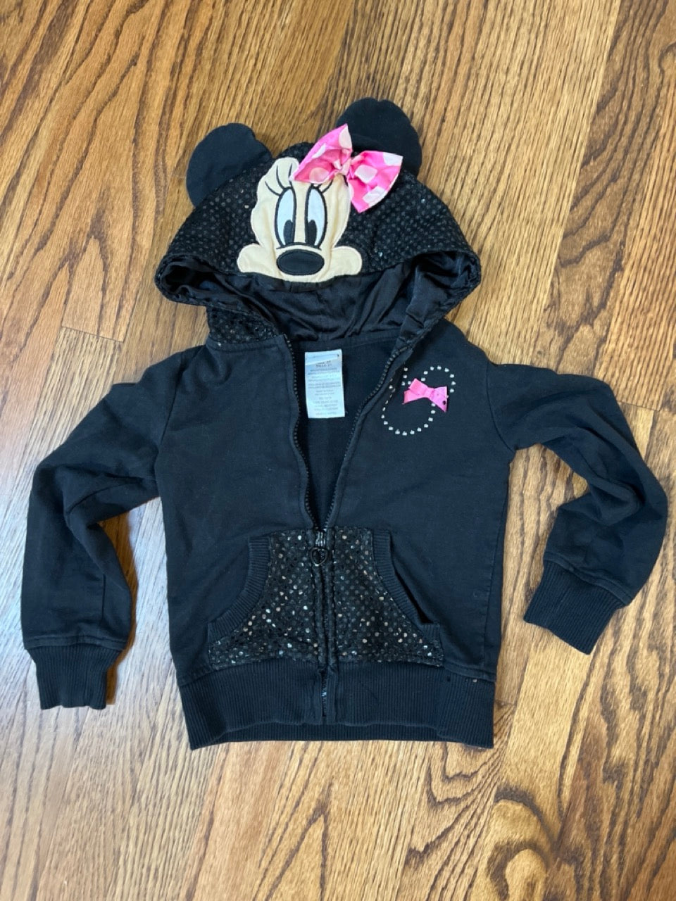 Black Minnie Zip Hoodie Disney 5T-runs small PC - size Toddler - 4T