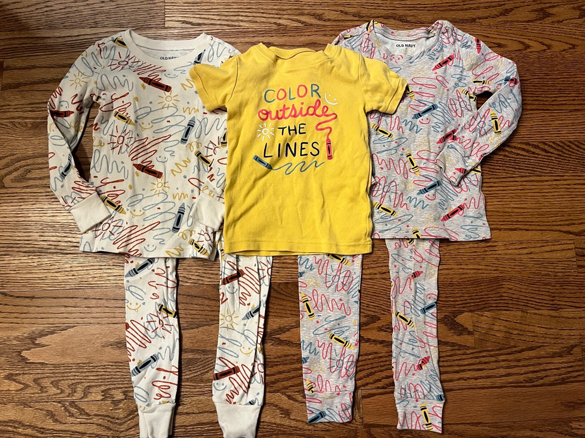 Old Navy Crayon Pajamas VGUC 2 Pants,  2LS, 1SS - size Toddler - 4T