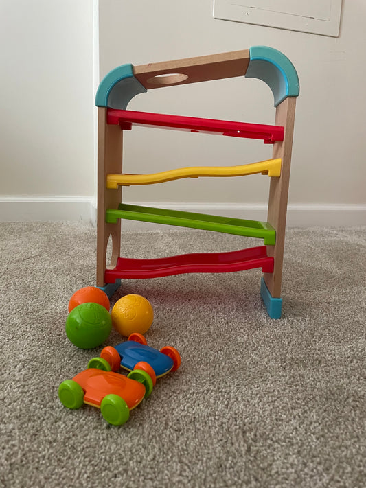 Wooden Ramp With Cars & Balls