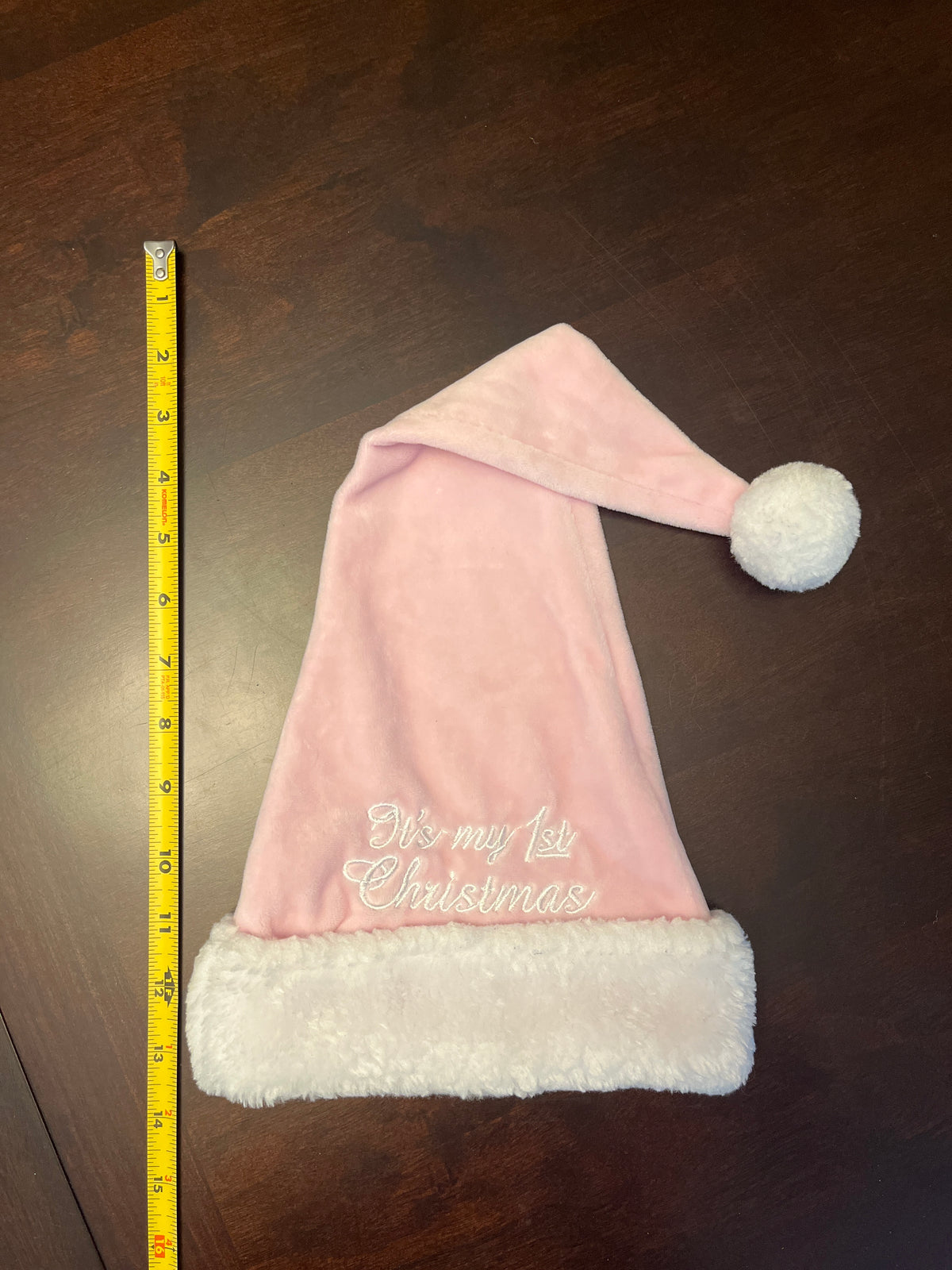 My 1st Christmas pink stocking cap, super soft - size Month - 0-12