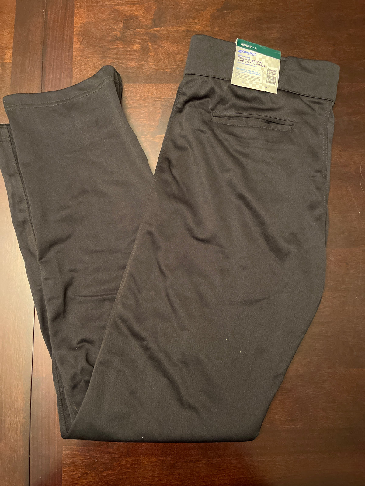 NWT black open bottom baseball pants - size Teen/Men - L (36-38)