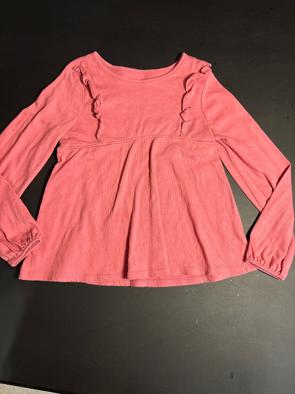 LS jumping beans shirt pink w ruffle front - size Youth - 6 (S)