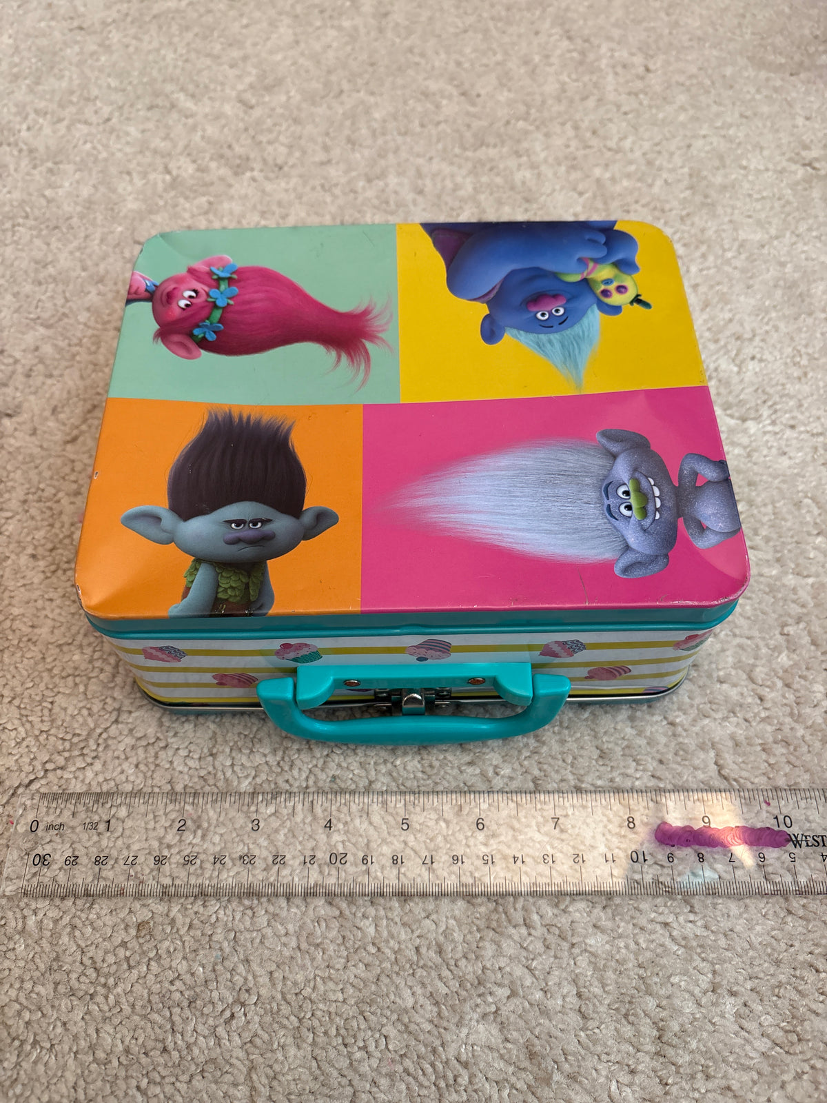Trolls tin box, slightly dented