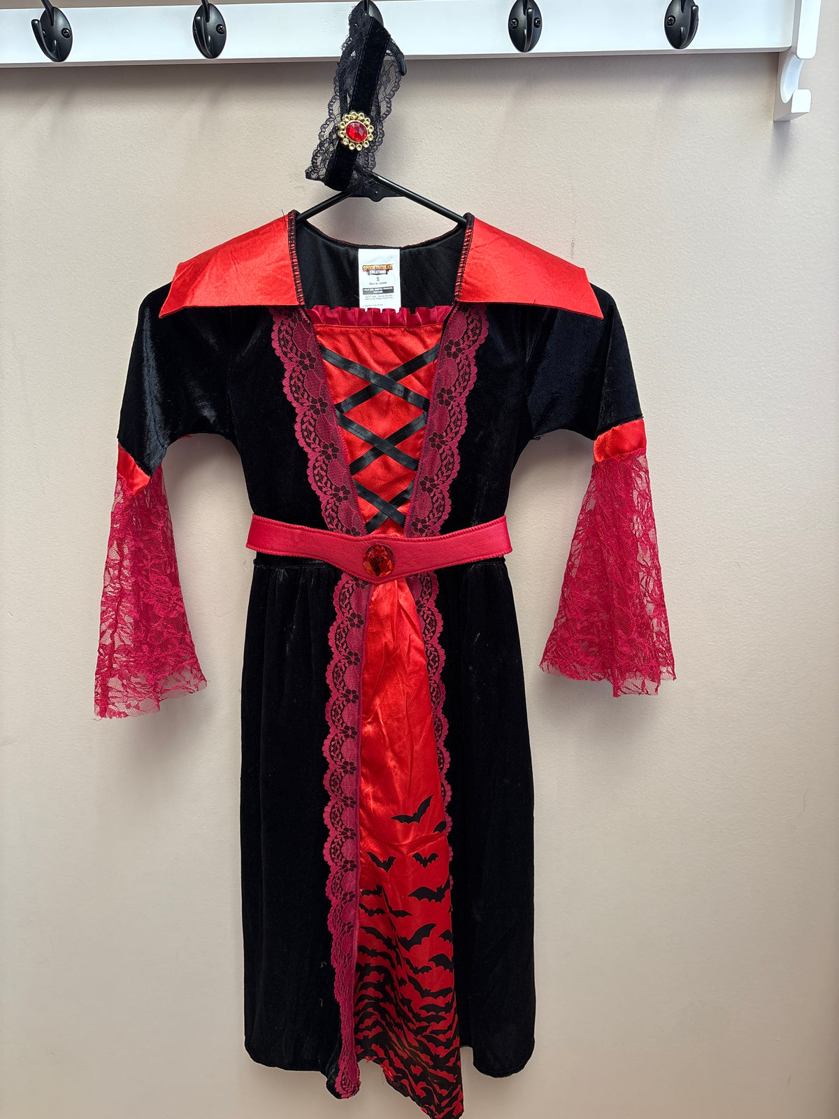 Vampire dress with belt and choker, size S - size Youth - 6 (S)