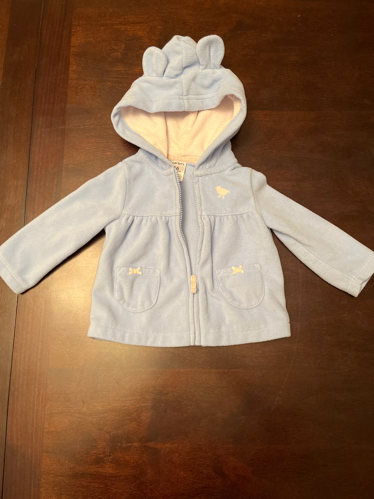 Hooded blue fleece jacket- carters - size Month - 3-6 / 6M