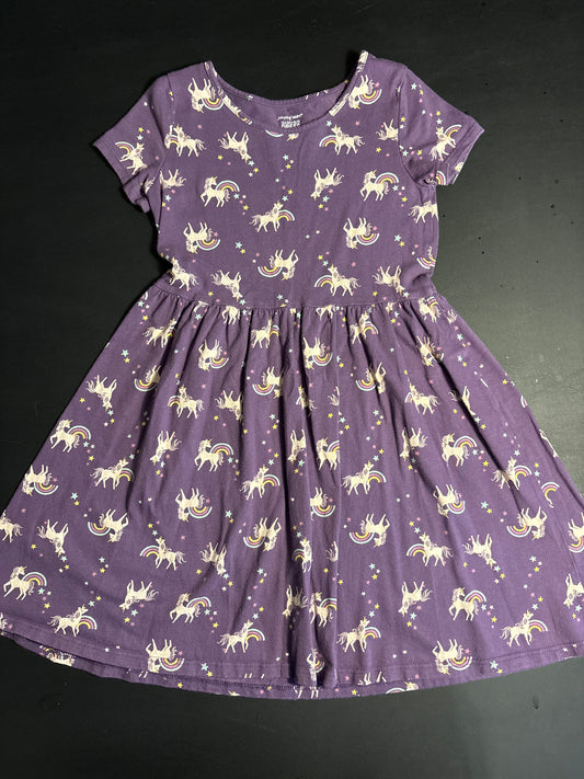 Purple unicorns SS dress Jumping beans - size Youth - 6 (S)