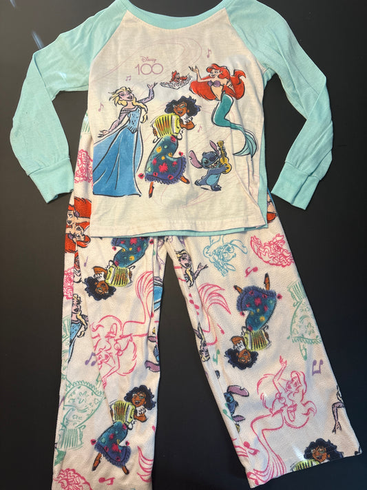 Disney 100 LS/fleece pants pj set - size Youth - 6 (S)